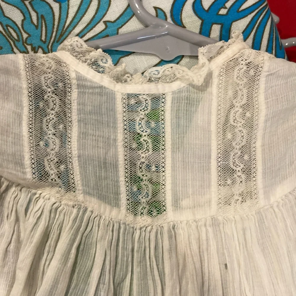 Vintage White‎ Lace pajama gown.12 month? Linen handmade. Box P